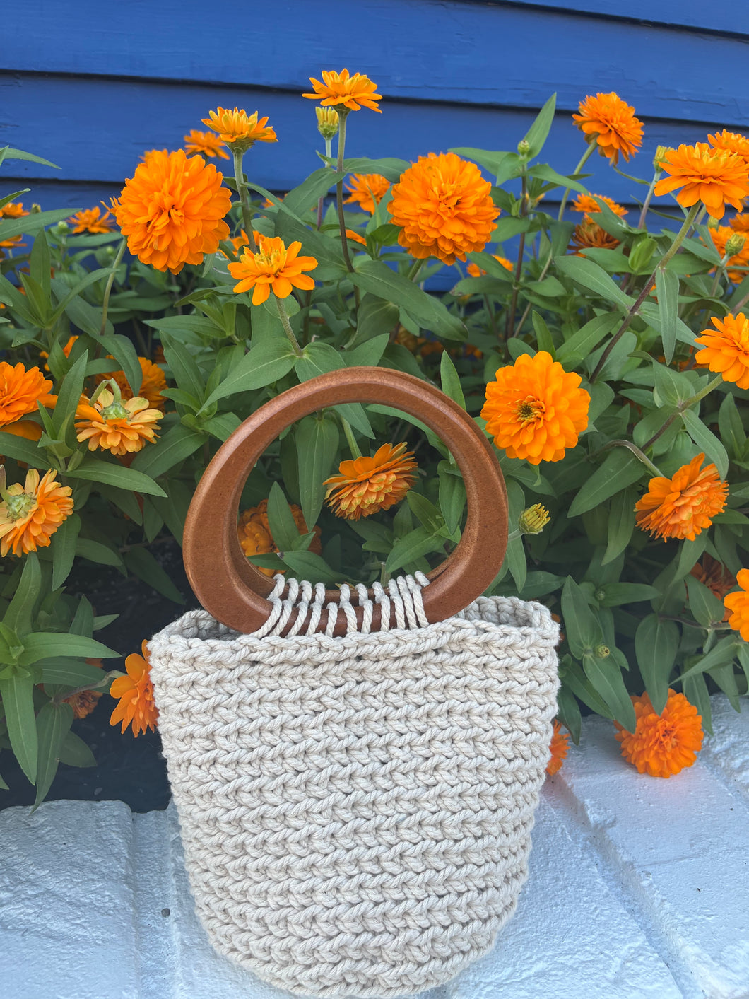 The Wooden Handle Crochet Handbag